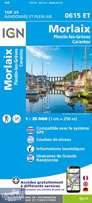 I.G.N Carte au 1-25.000ème - TOP 25 - 615 ET - Morlaix - Plestin-les-grèves - Carantec