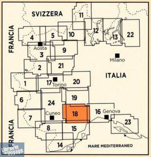 Istituto Geografico Centrale (I.G.C) - N°18 - Langhe Meridionali - Barolo - Bossolasco - Cairo M. - Carru - Ceva - Cherasco - Cortemilla - Dogliani - La Morra - Millesimo - Monforte d'Alba - Murazzano