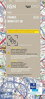 IGN - Carte Aéronautique OACI 942 - France nord-est - Papier - Edition 2025