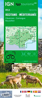 IGN - Carte régionale Top Tourisme - n°13 - Occitanie méditerranée (Cévennes - Camargue - Roussillon)
