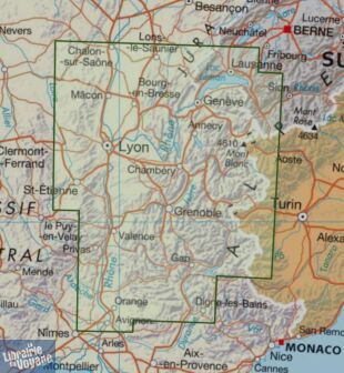 IGN - Carte régionale Top Tourisme - n°R15 - Auvergne-Rhône-Alpes - Massif alpin - Vallée du Rhône