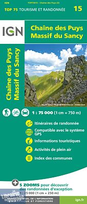 I.G.N - Collection Carte Top 75 - N°15 - Chaîne des Puys, massif du Sancy