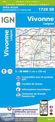 I.G.N Carte au 1-25.000ème - Série bleue - 1728 SB - Vivonne - Lusignan