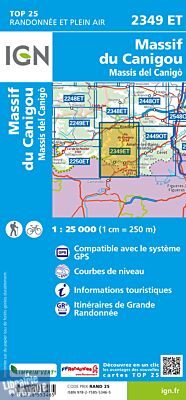 I.G.N Carte au 1-25.000ème - TOP 25 - 2349 ET - Massif du Canigou