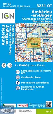 I.G.N - Carte au 1-25.000ème - TOP 25 - 3231 OT - Ambérieu en Bugey - Champagne en Valromey - massif du Bugey