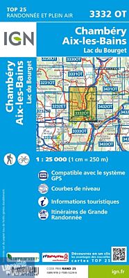 I.G.N - Carte au 1-25.000ème - Série bleue - 3332OT - Chambery - Aix-les-Bains - Lac du Bourget
