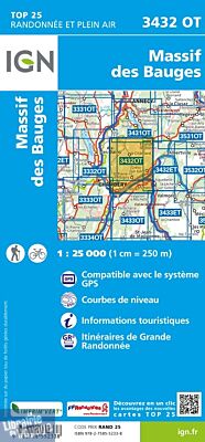 I.G.N Carte au 1-25.000ème - TOP 25 - 3432 OT - Massif des Bauges