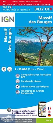I.G.N - Carte au 1-25.000ème - TOP 25 - 3432OTR - Massif des Bauges (Résistante)