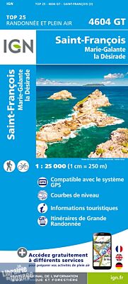 I.G.N - Carte au 1-25.000ème - TOP 25 - 4604 GT - Saint-François - Marie-Galante - La Désirade
