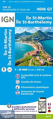 I.G.N - Carte au 1-25.000ème - TOP 25 - 4606 GT - Ile Saint-Martin - Ile Saint-Barthélemy