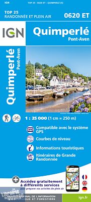 I.G.N Carte au 1-25.000ème - TOP 25 - 620 ET - Quimperlé - Pont-Aven