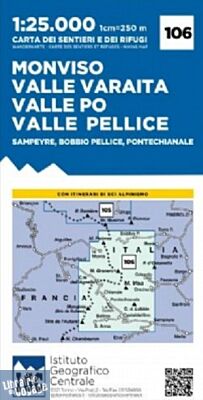 Istituto Geografico Centrale (I.G.C) - N°106 - Monviso - Valle Varaita, Po e Pellice(Sampeyre - Bobbio Pellice, Pontechianale)