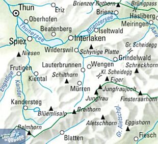 Kummerly Frey - Carte de Randonnée Suisse n°18 - Région Jungfrau - Thuner und Brienzersee