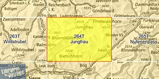 Carte OFTS (cartes Topos Suisses) - Carte de randonnées - n°264T - Jungfrau, Lötschental, Aletsch, Mürren