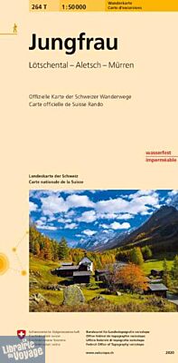 Carte OFTS (cartes Topos Suisses) - Carte de randonnées - n°264T - Jungfrau, Lötschental, Aletsch, Mürren