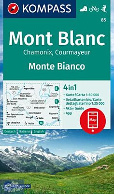 Kompass - Carte de randonnées - n°85 - Mont-Blanc, Chamonix, Courmayeur