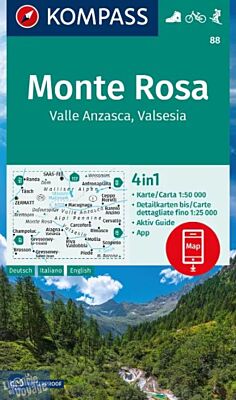 Kompass - Carte de randonnées - n°88 - Monte Rosa, Valle Anzasca, Valsesia