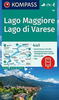 Kompass - Carte de randonnées - n°90 - Lago Maggiore, Lago di Varese (lac Majeur, lac de Varese)