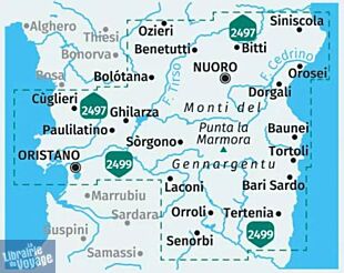 Kompass - Lot de 4 cartes de randonnées - n°2498 - Sardaigne centrale