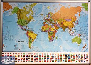 Maps international - Carte du Monde politique au 1/40mio (en français) - Panneau épinglable