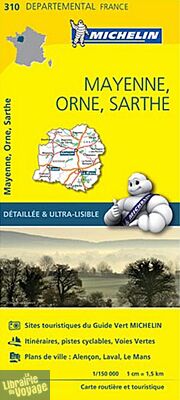 Michelin - Carte "Départements" N°310 - Mayenne - Orne - Sarthe