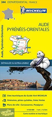Michelin - Carte "Départements" N°344 - Aude - Pyrénées-Orientales