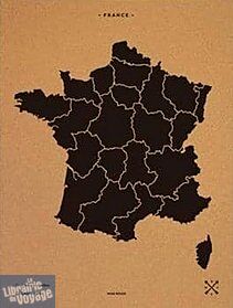 Miss Wood - Woody Map - Carte de la France en liège naturel - Noir - Taille L
