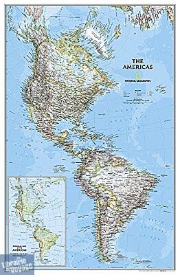 National Geographic - Carte murale plastifiée - Amérique (Nord, Centre et Sud)