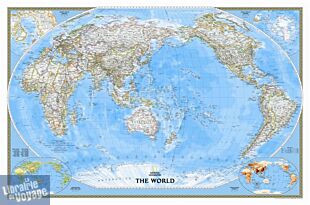 National Geographic - Carte murale plastifiée - Le monde politique - Centrée sur le Pacifique (en anglais)