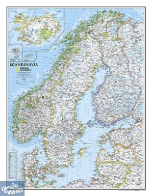 National Geographic - Carte murale plastifiée - Scandinavie