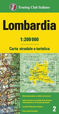 T.C.I (Touring Club italien) - Carte routière - Lombardia (Lombardie)