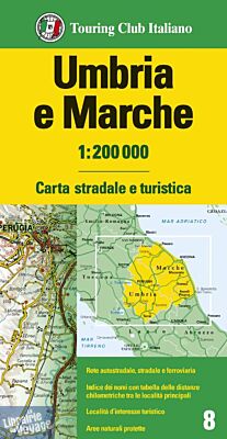 T.C.I (Touring Club italien) - Carte routière n°8 - Umbria e Marche (Ombrie et Marches)
