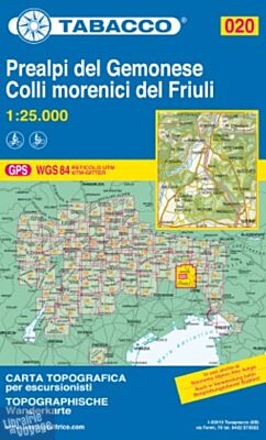 Tabacco - Carte de randonnées - 020 - Prealpi Carniche e Giulie del Gemonese