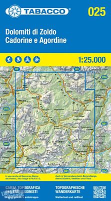 Tabacco - Carte de Randonnées - 025 - Dolomiti di Zoldo - Cadorine - Agordine