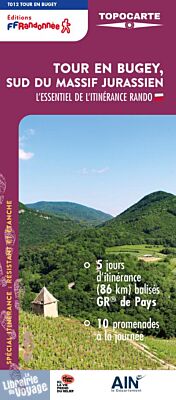 Topo-guide FFRandonnée - Topocarte Réf.T012 - Tour en Bugey, sud du massif jurassien