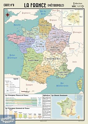 Via Carto éditions - Poster - Carte géographique murale France Métropolitaine
