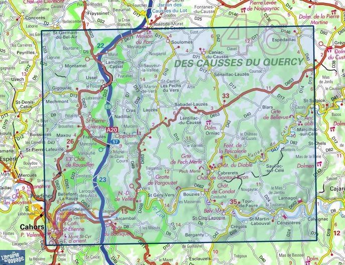 I.G.N Carte au 125.000ème TOP 25 2138OT Cahors SaintCirqLapopie Vallées du Lot et