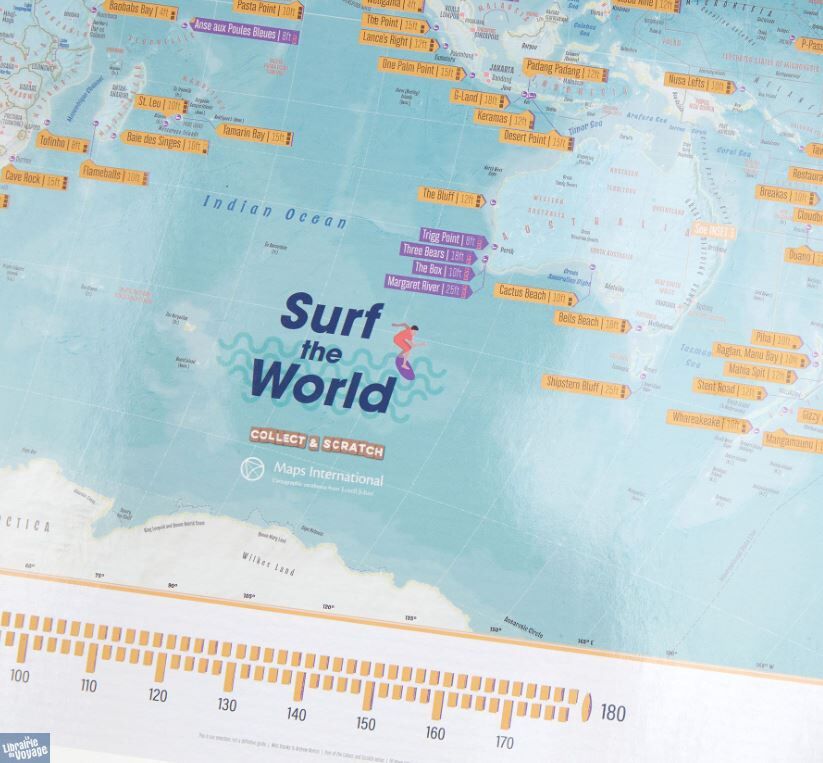 Maps international - Carte murale à gratter (en anglais) - Surf