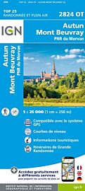 I.G.N Carte au 1-25.000ème - TOP 25 - 2824 OT - Autun - Mont-Beuvray - PNR du Morvan