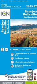 I.G.N - Carte au 1-25.000ème - TOP 25 - 2929 ET - Beaujeu - Belleville - Haut Beaujolais 