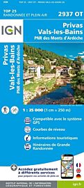 I.G.N - Carte au 1-25.000ème - TOP 25 - 2937 OT - Privas - Vals les bains