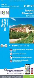 I.G.N - Carte au 1-25.000ème - Série bleue Top 25 - 3139OT - Nyons - Rémuzat - Baronnies
