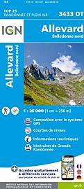 I.G.N - Carte au 1-25.000ème - Série bleue Top 25 - 3433OT - Allevard - Belledonne nord