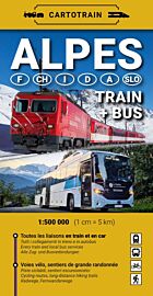 Cartotrain - Carte des Alpes (6 pays) - Voyage en train et bus