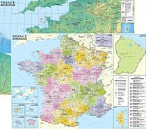 Express Map - Poster - Carte de France murale administrative et physique - Plastifiée 