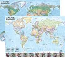 Express Map - Poster - Carte du monde murale politique et physique - Plastifiée