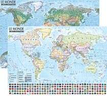 Express Map - Poster - Carte du monde murale politique et physique - Plastifiée
