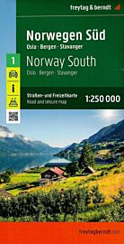 Freytag & Berndt - Carte de Norvège - n°1 - Norvège sud (Oslo, Bergen, Stavanger)