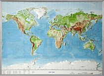 Géorelief - Carte du monde en relief avec un encadrement Alu 