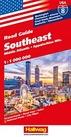 Hallwag - Carte régionale USA n°8 - Southeast (middle Atlantic, Appalachian moutains)